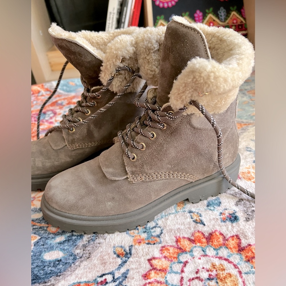 Moncler shearling and suede boots
